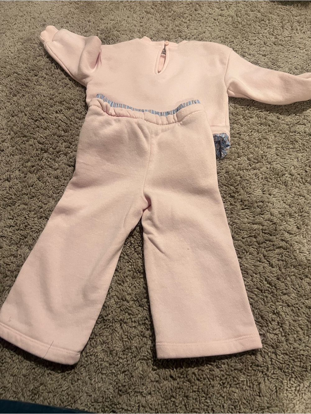 Tommy Hilfiger Light Pink Girls' Pajama Set with Blue Ruffle - Picture 2 of 2